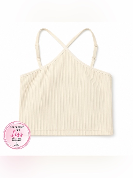 Colsie Tops - Colsie Ribbed Cropped Tank Top Womens Large Cream Beige Strappy NWT